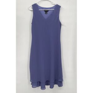 Tahari ASL Lavender V-Neck Sleeveless Layered Hem Dress